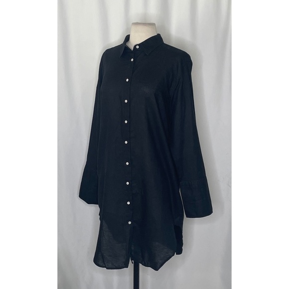 NWT!! J. CREW Relaxed Fit Beach Shirt Linen Cotton Blend Solid Black Beach Small - Picture 6 of 15